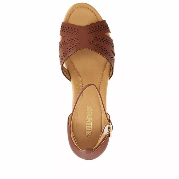 NEW ANDREA women's cork wedge espadrilles sandal in brown - Picture 2 of 3